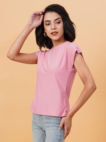 Kotty WomenS Solid Round Neck Cotton Blend T-Shirt
