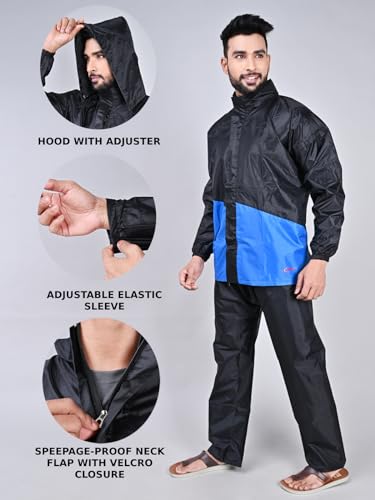 Rupa Rainwear For Men, Dual Tone Collection, Waterproof Pvc Rain Jacket With Pants And Carry Bag, Pack Of 1