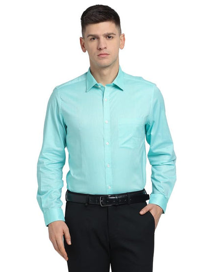Turtle Men Cotton Solid Slim Fit Formal Shirts Green