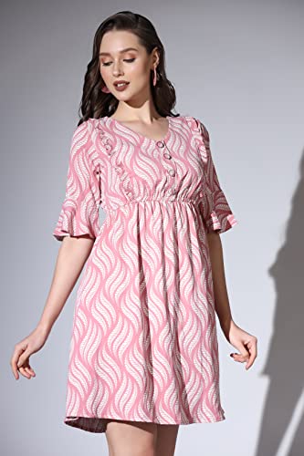 Greciilooks Western Dresses For Women| Crape Western Dress| Flared Dress For Girls| Half Sleeve Western Dress For Women| Dress P