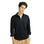 Campus Sutra Mens Midnight Black Waffle-Textured Shirt for Casual Wear | Spread Collar | Long Sleeve | Button Closure | Shirt C