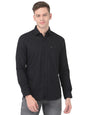 Turtle Men Cotton Black Slim Fit Self Design Shirts