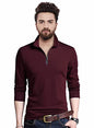 EYEBOGLER Mens Trendy Polo Neck Full Sleeves Solid T-Shirt Wine Melange