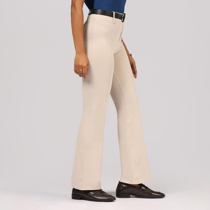 BlissClub AM:PM Air Flare Trousers Cotton for Women Upto 54 ft | Bootcut Trousers and Formal Pants for Women Office wear | Tail