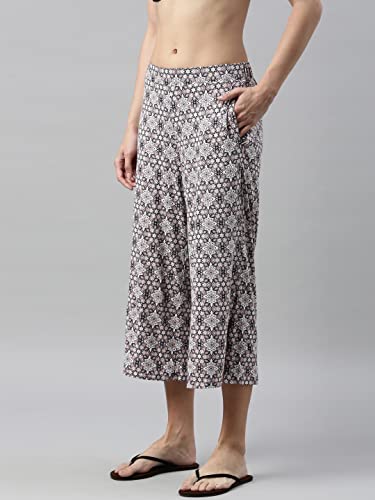 Enamor Essentials Womens Slim Fit Mid Rise Crop Length Soft & Drapey Stretch Viscose Culottes with Smart Side Slits - EA64(EA64