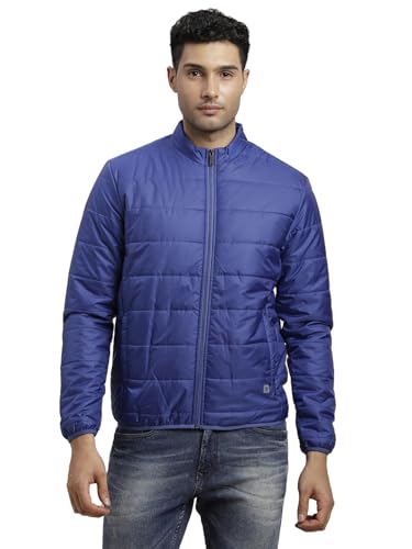 Turtle Men Nylon Solid Blue Zipper Windcheater Jacket