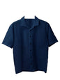 Pinkmint Textured Shirts for Men l Chest Pocket Short Sleeve Navy Blue Shirt l Regular Fit Summer Outdoor Activities (Pack of 1)