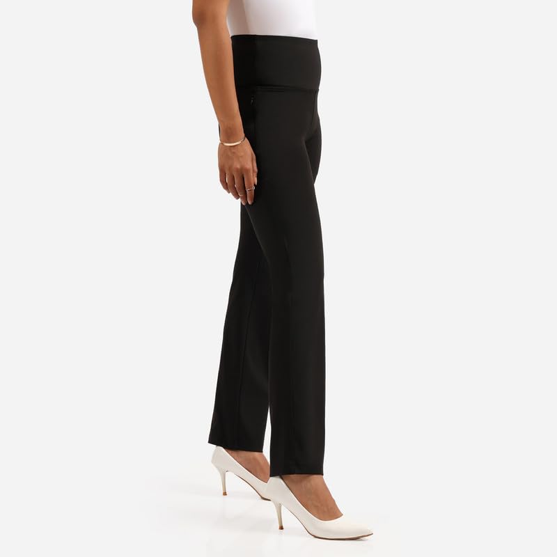 BlissClub Ultimate Sculpt Straight Pants -Tall Above 55, Ribbed Waistband, 2 Zippered Pockets, Feels Like Second Skin, Straight
