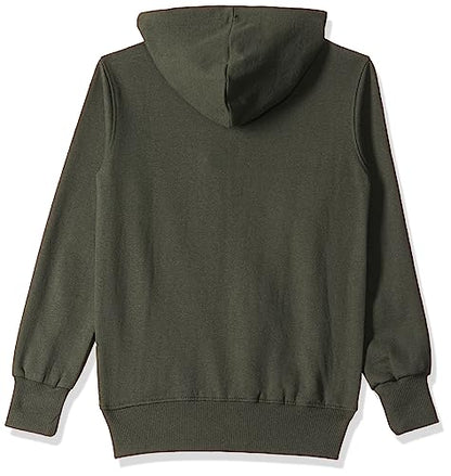 T2F Cotton Hooded Neck Regular Fit Hoodie (Boys-SS_35_Olive