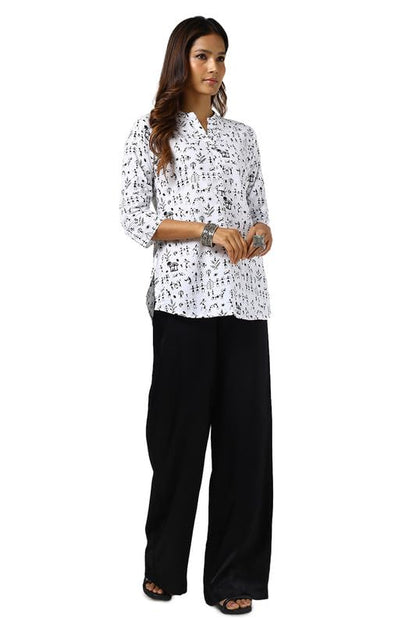 Soch Womens White Cotton Warli Print Tunic