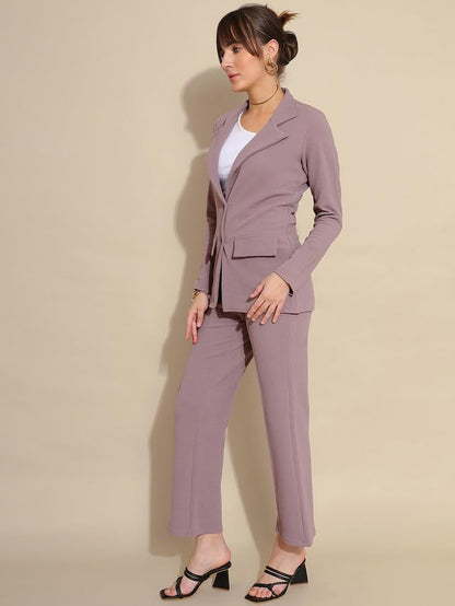 Selvia Co-ord Set for Women|Collared Neck Co-ord Set for Women| Blazer and Trouser|Solid Co-ord Set|Coat and Pant|2 Piece|Formal