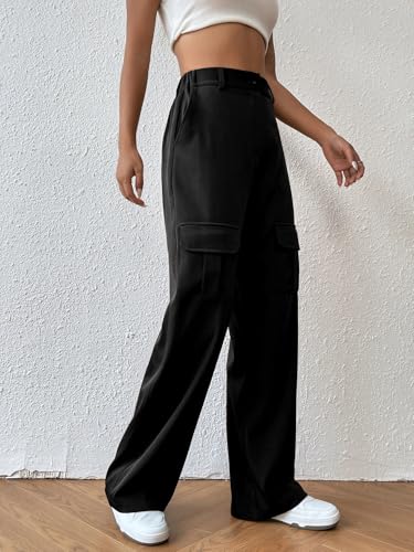 Leriya Fashion Women Cargo Pant | Woman Trousers | Womens HIGH-Waisted Pant | Women Trousers Pants Black