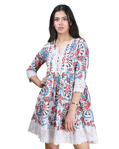 Noble Monk Women Flared Dress | 3/4 Sleeve | Crepe Fit | Midi Dress | One Piece Dress For Women