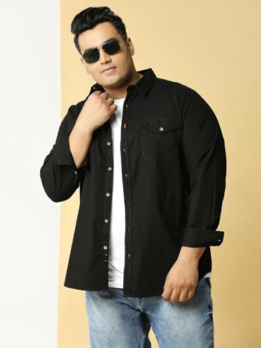 Thomas Scott Mens | Full Sleeve | Solid | Double Pockets | Regular Fit | Plus Size | 100% Cotton | Spread Collar | Casual | Shir