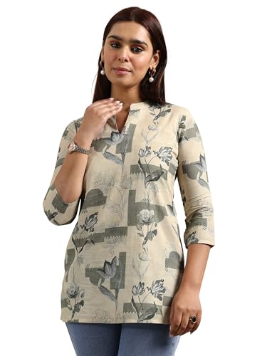 Libas Women's Cotton Blend Floral Straight Kurti
