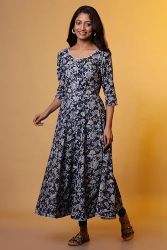 Aurelia Women's Floral Print Rayon Anarkali Kurta
