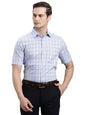 Turtle Men Regular Fit Checkered Giza Cotton Light Blue Formal Shirt