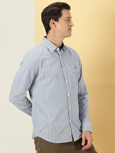 Thomas Scott Checkered Slim Fit Spread Collar Long Sleeve Casual Shirt for Mens