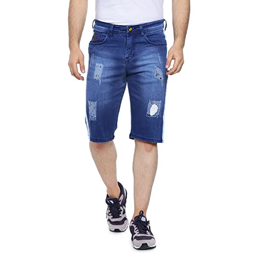 Campus Sutra MenS Boyfriend Shorts (Azz20Jn_Short1L_M_Pln_Nbu_Az_Blue