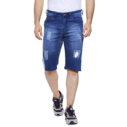 Campus Sutra MenS Boyfriend Shorts (Azz20Jn_Short1L_M_Pln_Nbu_Az_Blue