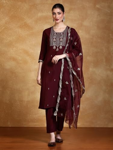 Varanga Women Ethnic Motifs Embroidered Regular Kurta With Trousers & With Dupatta