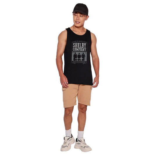 Bewakoof Mens Shelby Brother Graphic Print 100% Cotton Vest- Regular Fit, Round Neck, Sleeveless Black