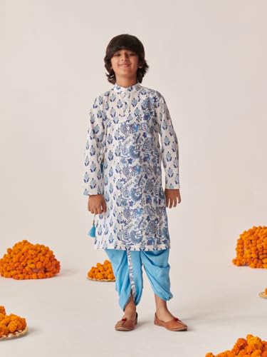 Pspeaches Boys Floral Printed Regular Kurta With Dhoti Pants (15-16Years)