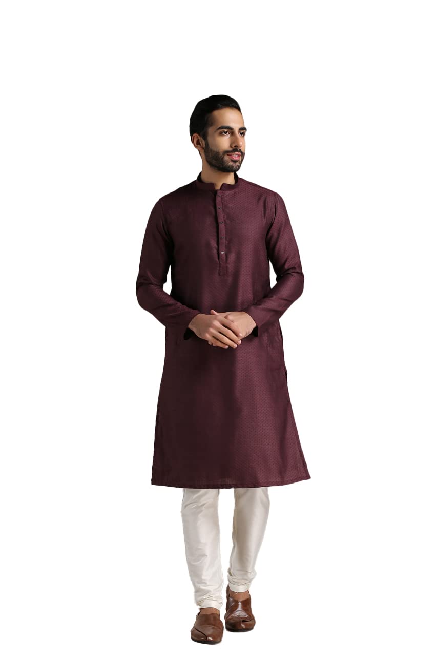 Manyavar Kurta Set For Men, Full Sleeves Mandarin Collar Ethnic MenS Kurta Set For Engagement, Wedding, Party Blended Viscose S