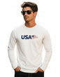 Veirdo Mens Cotton Regular Fit Round Neck Full Sleeve T-Shirt with Front Chest Print Comfortable Casual Wear