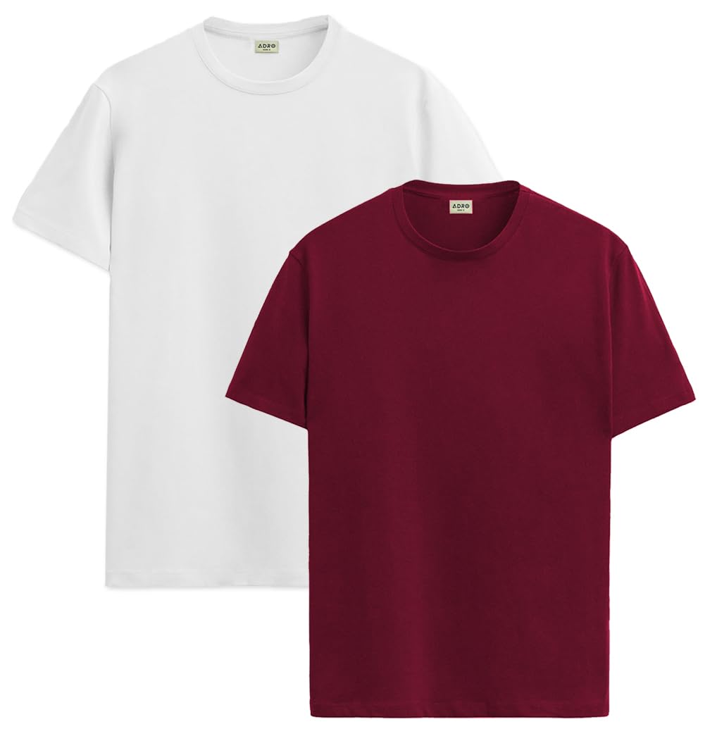 ADRO T Shirts Pack of 2 Mens Tshirts Cotton T Shirts for Men Tshirt T-Shirts Combo T Shirts Tshirts for Men Plain Solid Tshirts