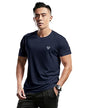 EYEBOGLER Mens Round Neck Half Sleeve Solid Dry Fit Tshirt Pack of 1 Navy Blue
