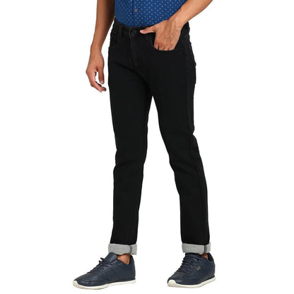Turtle Men Cotton Stretch Solid Narrow Fit Black Jeans