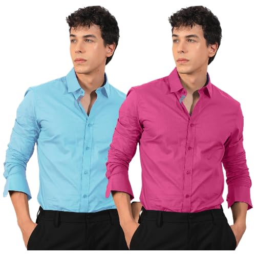 Pinkmint Cotton Soild Combo Men Shirt Formmal Wear Office Wear Regular Fit Shirt