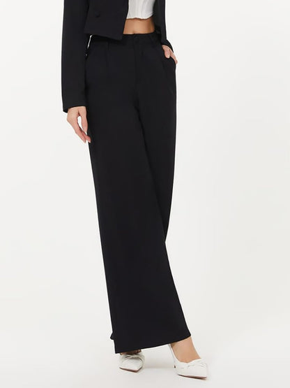 Kotty Womens High Rise Regular Fit Viscose Rayon Solid Trousers Jade Black