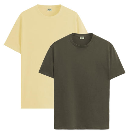 ADRO Mens T Shirts | Solid Tshirts for Men | Pure Cotton Lycra Fabric | 4 Way Stretch Smart tech Tshirt | Pack of 2 Round Neck T
