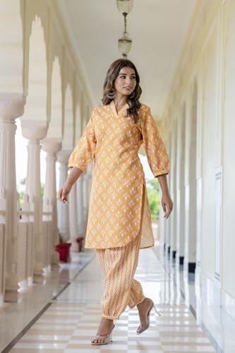 Lookmark WomenS Latest Printed Cotton Blend Straight Kurta And Afghani Pant Set Perfect For Casual And Office Wear (Az-Lm-P6-Ks