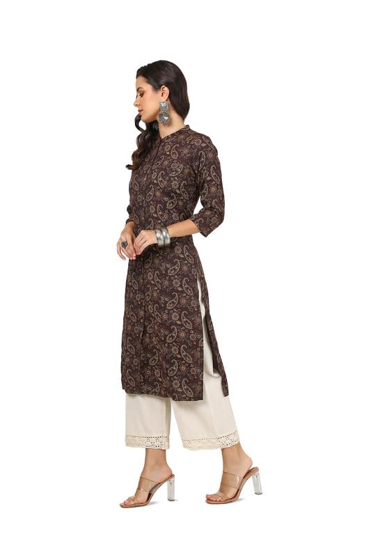 Soch Womens Brown Rayon Paisley Print Kurta