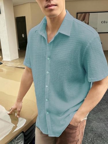 Greciilooks For Casual Stylish Polycotton Regular Formal Shirt Blue
