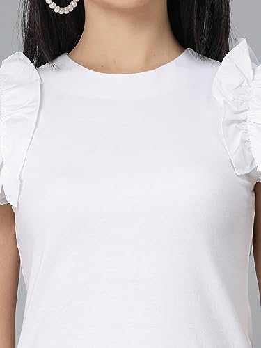 Style Quotient Women White Knit Solid Smart Casual Top
