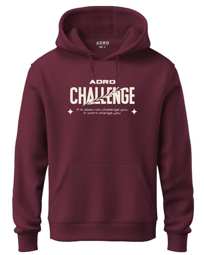 ADRO Mens Abstract Design Backside Printed Hoodies in Premium Cotton Fleece 340 GSM (H23-M-CHL-MR_Maroon)