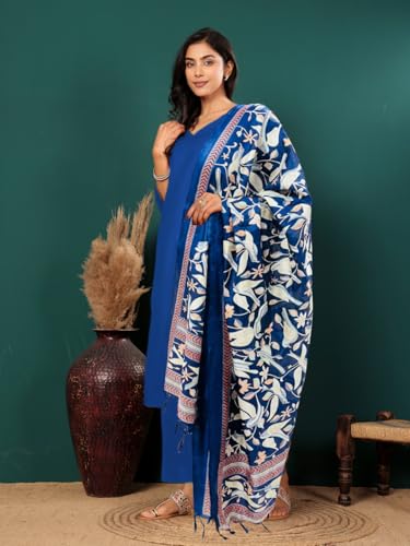 Varanga Women V Neck Straight Kurta With Pants & Dupatta