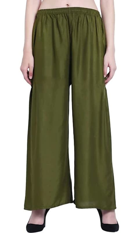 Fashion Gallery WomenS Rayon Relaxed Fit Palazzo Pants With Full Length Pull On Closure And Elasticated Flexible Waist|Palazzo
