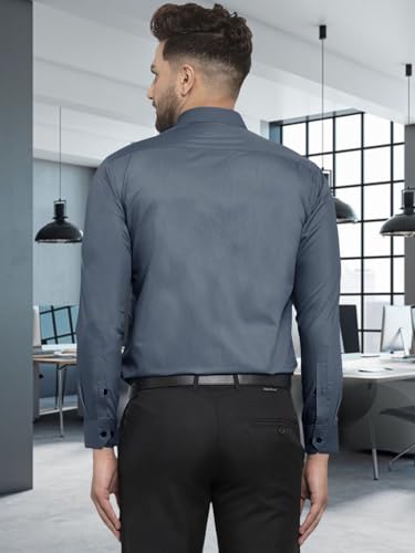 Pinkmint Mens Long Sleeve Button Down Shirt for Men Collared Casual Formal Soild Shirt