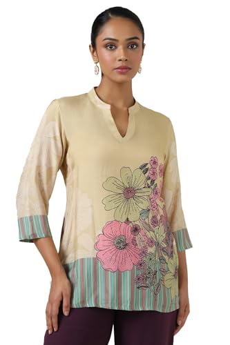 Soch Womens Beige Muslin Botanical Tunic
