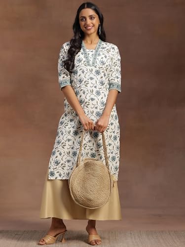 Libas WomenS Cotton Straight Kurta (29053H_Off White