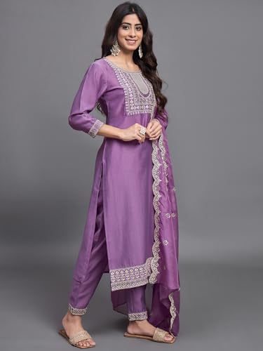 Alvami WomenS Silk Solid Straight Kurta Set (Gulnaz_Pink
