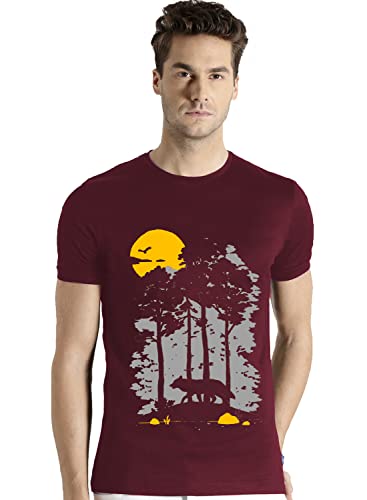 ADRO Mens Sun Printed Cotton T-Shirt (RN22-1-SUN-MR_Maroon_XL)