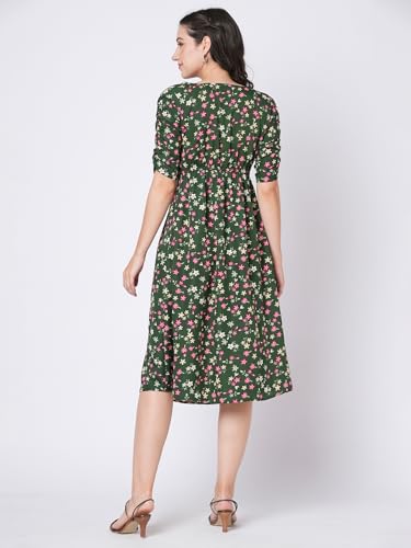 Selvia Western Dress For Women|Crepe Dress For Women|Fit & Flare Dress|Floral Printed Dress For Women|One Piece Dress For Women