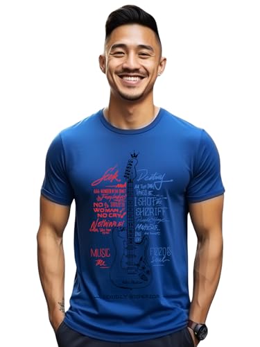 ADRO Guitar Design Printed T-Shirt for Men - 100% Cotton, Regular Fit, Soft Breathable Fabric | RN23-M-GTR-RB