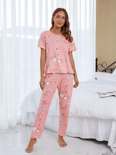 SHIENZY Womens Stylish Avacado Printed Night Suit || T-Shirt & Pyjama for Nightwear Set || Casual Lounge & Sleep Wear for Girls